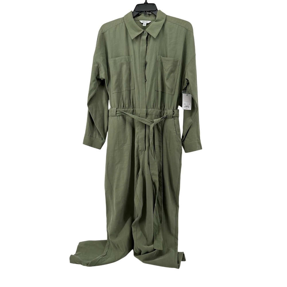 Nine West Utility Jumpsuit XL Women's Olive Green Belted NWT